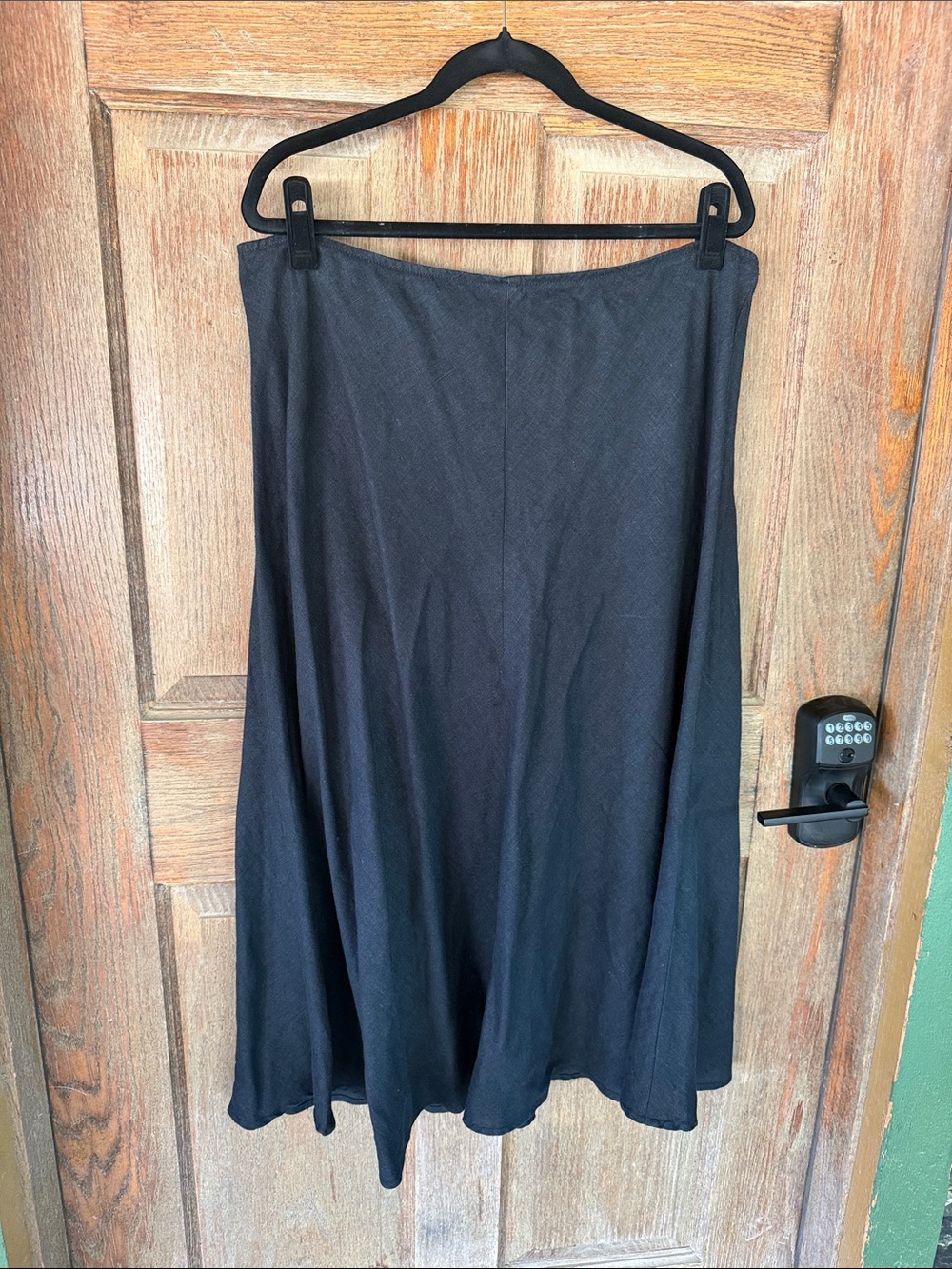 100%Linen Classic Black A-Line Women’s Skirt Sz L
